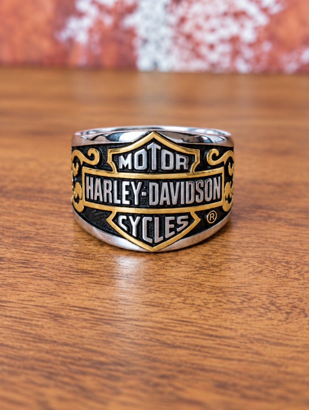 Harley‑Davidson Bar & Shield Ring in Black & Gold